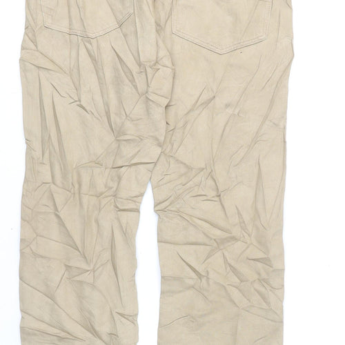 Marks and Spencer Mens Beige Cotton Straight Jeans Size 32 in L29 in Slim Zip
