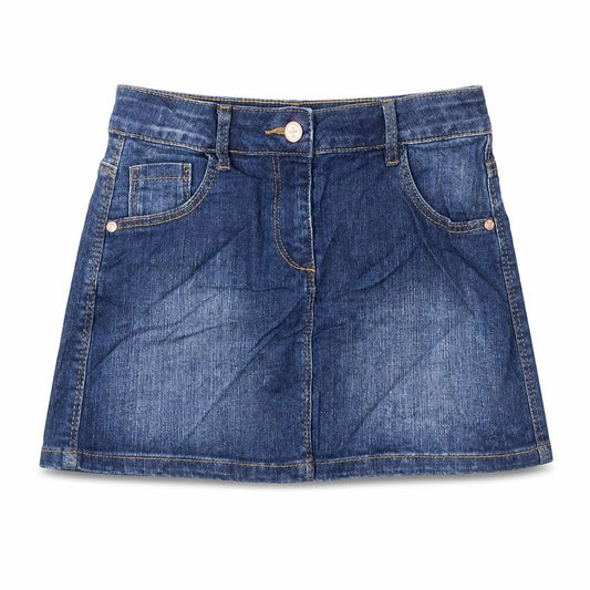 Marks and Spencer Girls Blue Cotton A-Line Skirt Size 8-9 Years Regular Zip