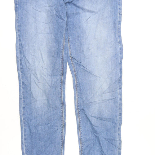 Marks and Spencer Mens Blue Cotton Straight Jeans Size 32 in L33 in Regular Zip