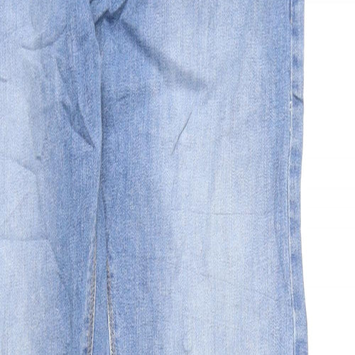 Marks and Spencer Mens Blue Cotton Straight Jeans Size 32 in L33 in Regular Zip