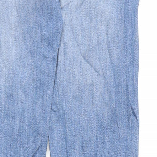 Marks and Spencer Mens Blue Cotton Straight Jeans Size 32 in L33 in Regular Zip