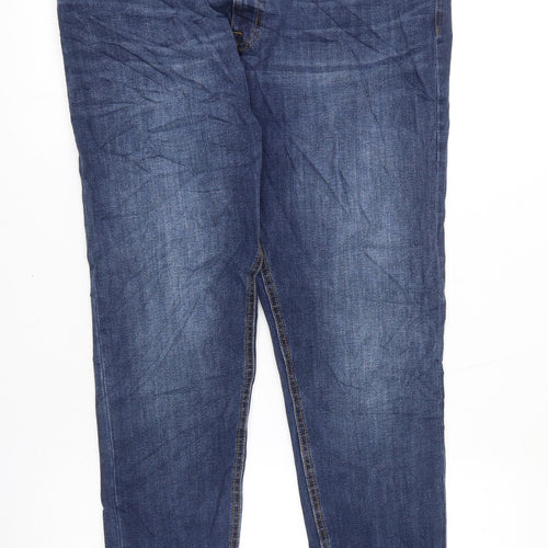 Marks and Spencer Womens Blue Cotton Straight Jeans Size 18 L24 in Regular Zip