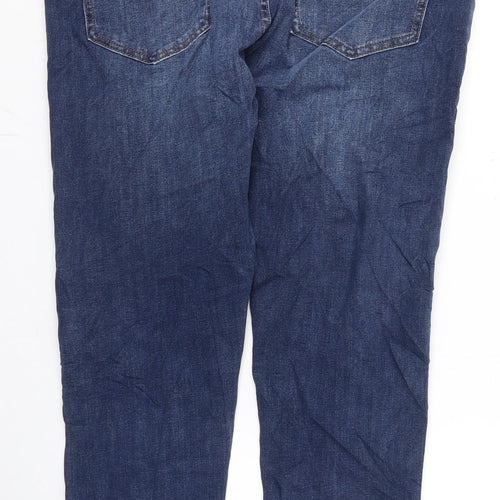 Marks and Spencer Womens Blue Cotton Straight Jeans Size 18 L24 in Regular Zip