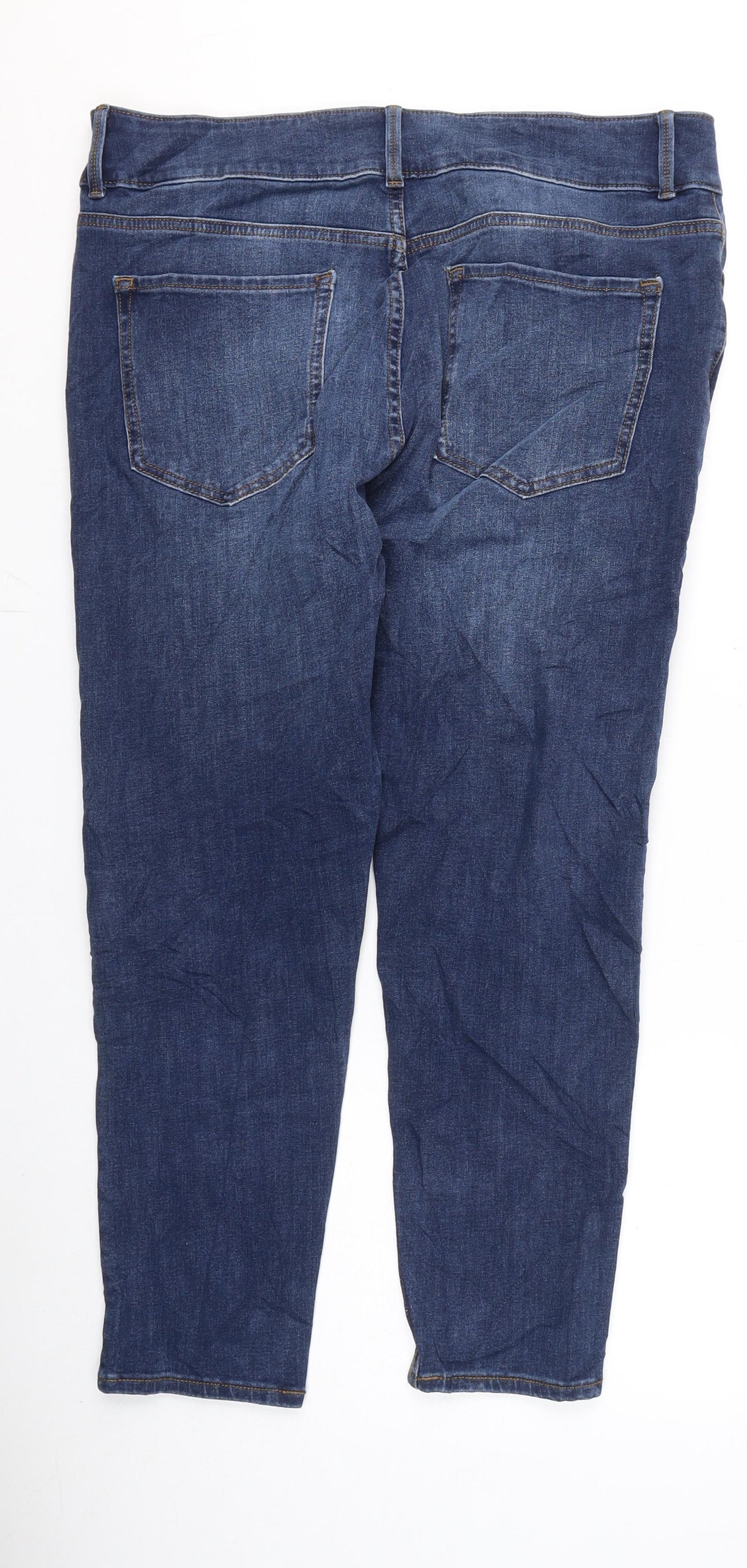 Marks and Spencer Womens Blue Cotton Straight Jeans Size 18 L24 in Regular Zip