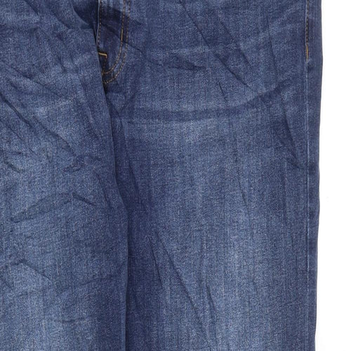 Marks and Spencer Womens Blue Cotton Straight Jeans Size 18 L24 in Regular Zip