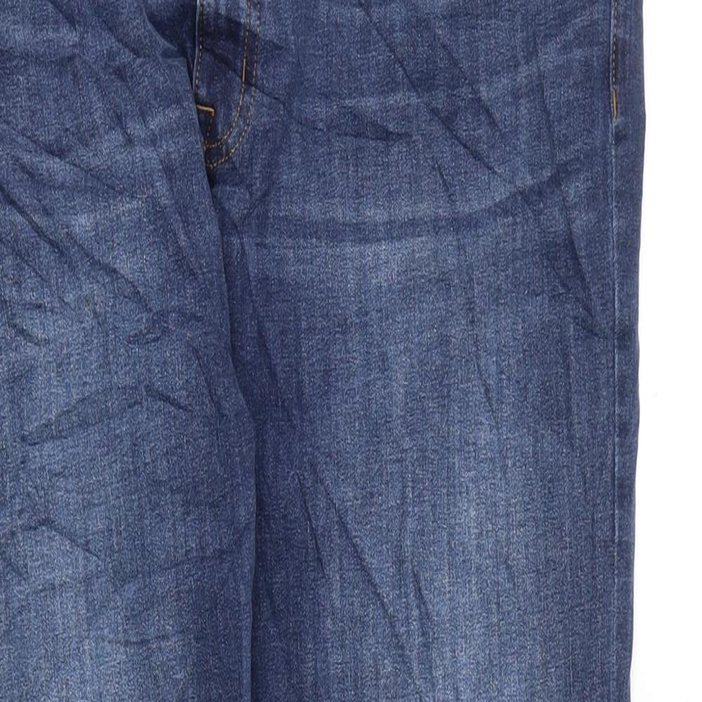 Marks and Spencer Womens Blue Cotton Straight Jeans Size 18 L24 in Regular Zip