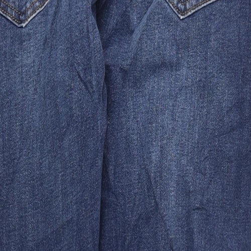 Marks and Spencer Womens Blue Cotton Straight Jeans Size 18 L24 in Regular Zip