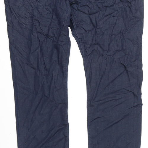 Marks and Spencer Mens Blue Cotton Straight Jeans Size 42 in L33 in Regular Zip
