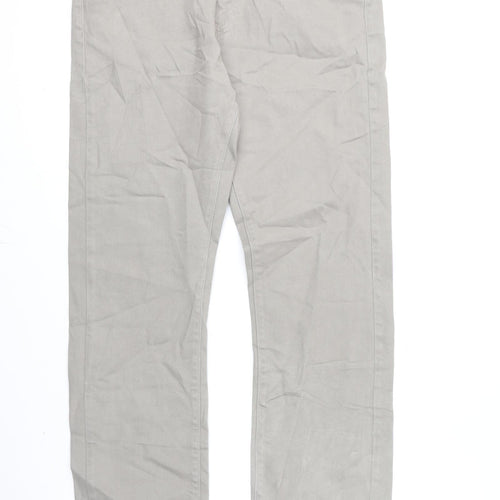 Marks and Spencer Mens Grey Cotton Straight Jeans Size 32 in L31 in Regular Zip