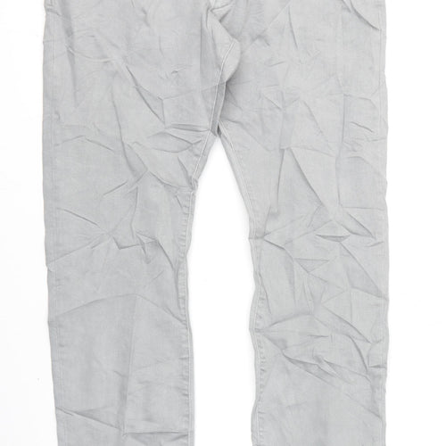 Marks and Spencer Mens Grey Cotton Straight Jeans Size 36 in L33 in Slim Zip