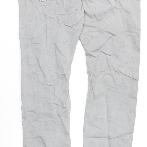 Marks and Spencer Mens Grey Cotton Straight Jeans Size 36 in L33 in Slim Zip