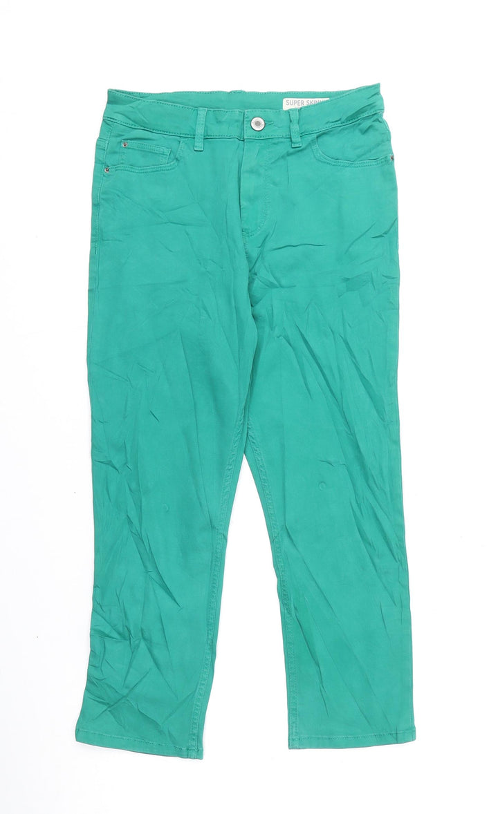 Marks and Spencer Womens Green Cotton Skinny Jeans Size 8 L22 in Regular Zip