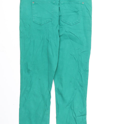 Marks and Spencer Womens Green Cotton Skinny Jeans Size 8 L22 in Regular Zip