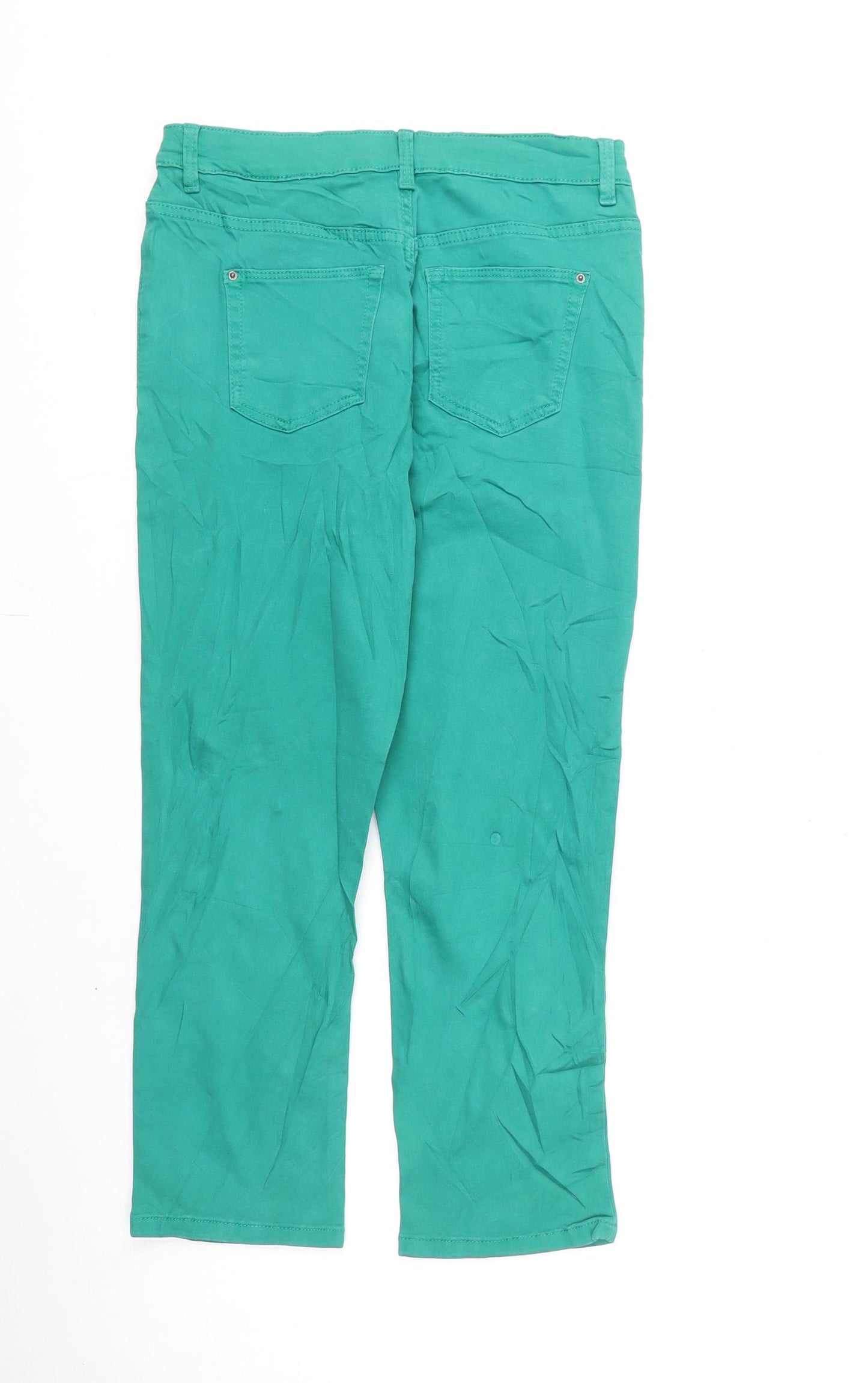Marks and Spencer Womens Green Cotton Skinny Jeans Size 8 L22 in Regular Zip