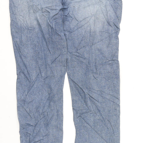 Marks and Spencer Mens Blue Cotton Straight Jeans Size 34 in L33 in Regular Zip