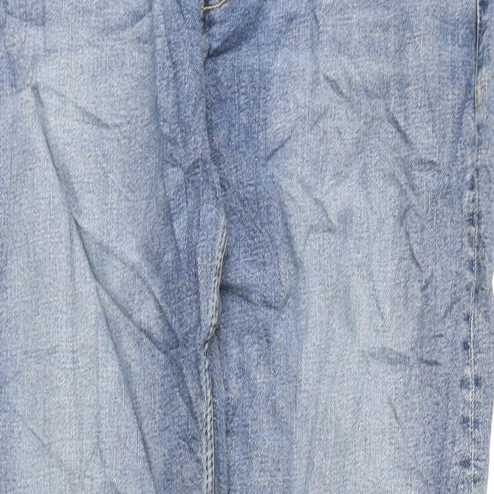 Marks and Spencer Mens Blue Cotton Straight Jeans Size 34 in L33 in Regular Zip