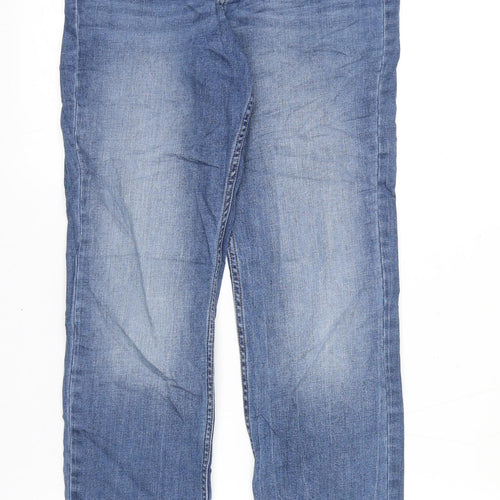 Indigo Womens Blue Cotton Boyfriend Jeans Size 8 L26 in Regular Zip