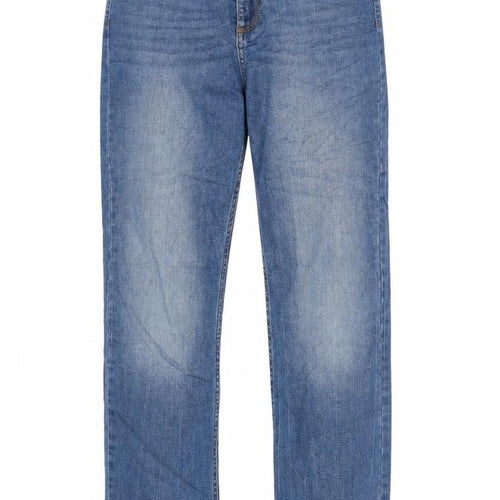 Indigo Womens Blue Cotton Boyfriend Jeans Size 8 L26 in Regular Zip