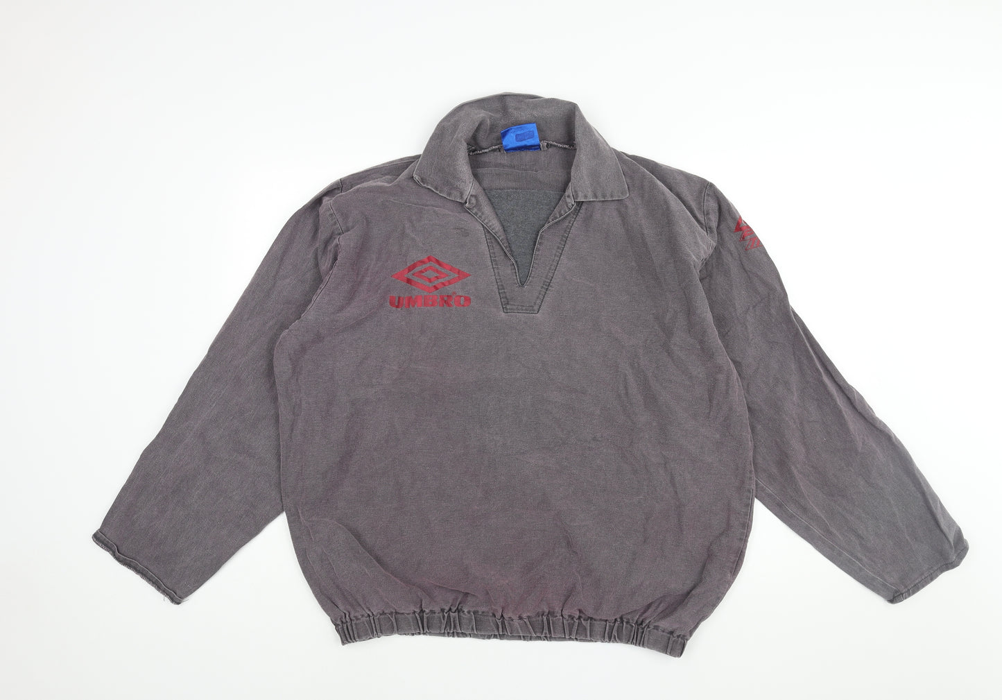Umbro Mens Grey Cotton Polo Size XL Collared Pullover - Logo