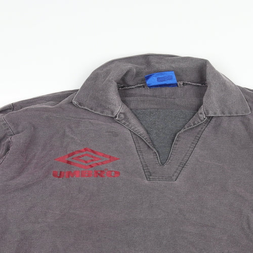 Umbro Mens Grey Cotton Polo Size XL Collared Pullover - Logo