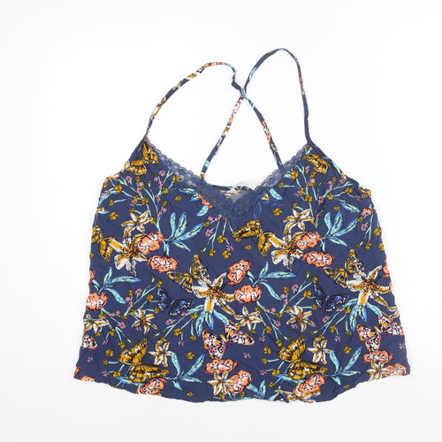 Marks and Spencer Womens Multicoloured Geometric Viscose Top Pyjama Top Size 18 - Butterfly Floral Print