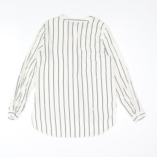 New Look Womens White Viscose Basic Button-Up Size 10 V-Neck