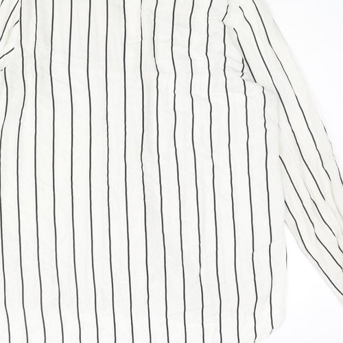 New Look Womens White Viscose Basic Button-Up Size 10 V-Neck
