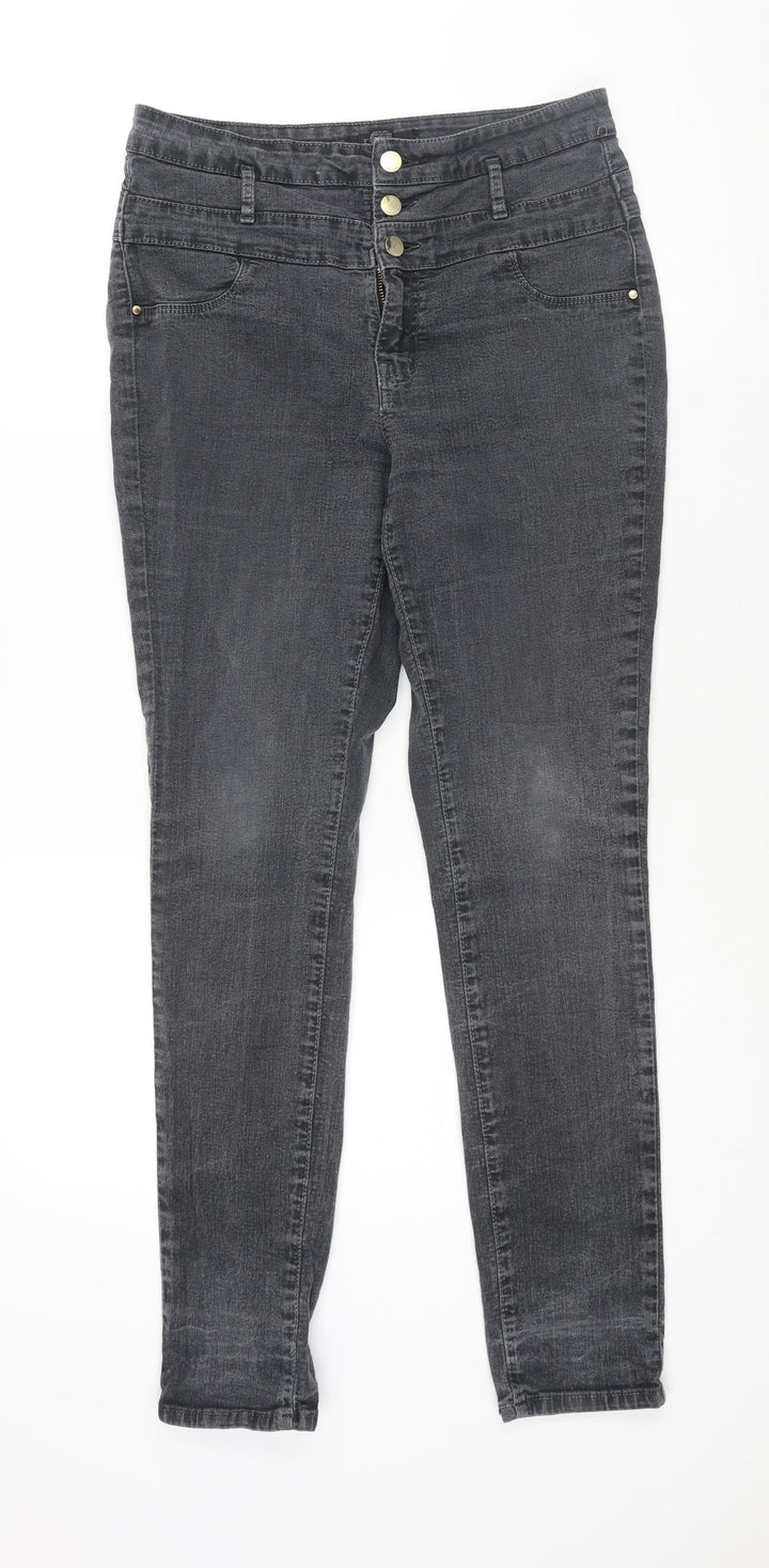 Refuge Womens Grey Cotton Skinny Jeans Size 8 L30 in Regular Zip