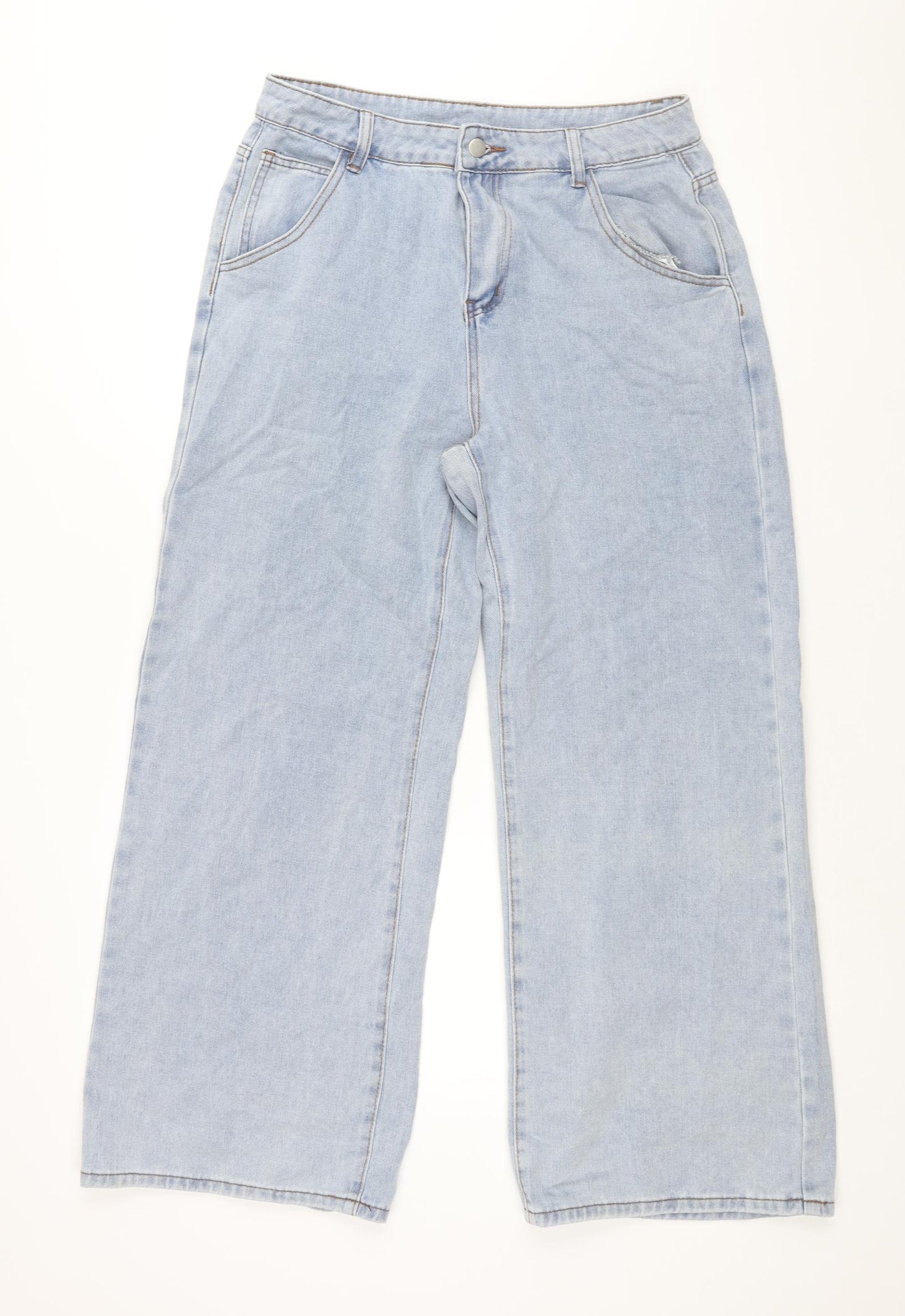 Dazy Womens Blue Cotton Wide-Leg Jeans Size XL L29 in Regular Zip