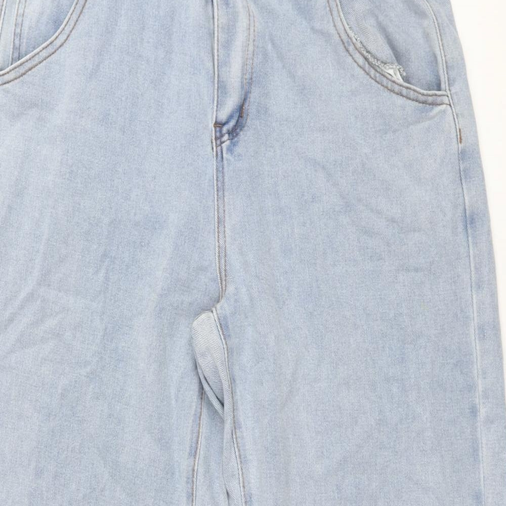 Dazy Womens Blue Cotton Wide-Leg Jeans Size XL L29 in Regular Zip