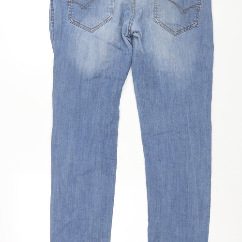 Denim & Co. Mens Blue Cotton Straight Jeans Size 34 in L33 in Regular Zip