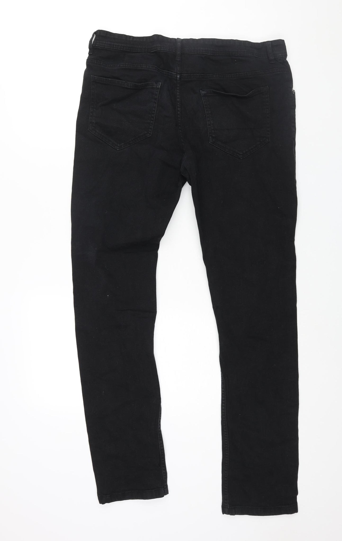 Denim & Co. Mens Black Cotton Straight Jeans Size 36 in L34 in Regular Zip