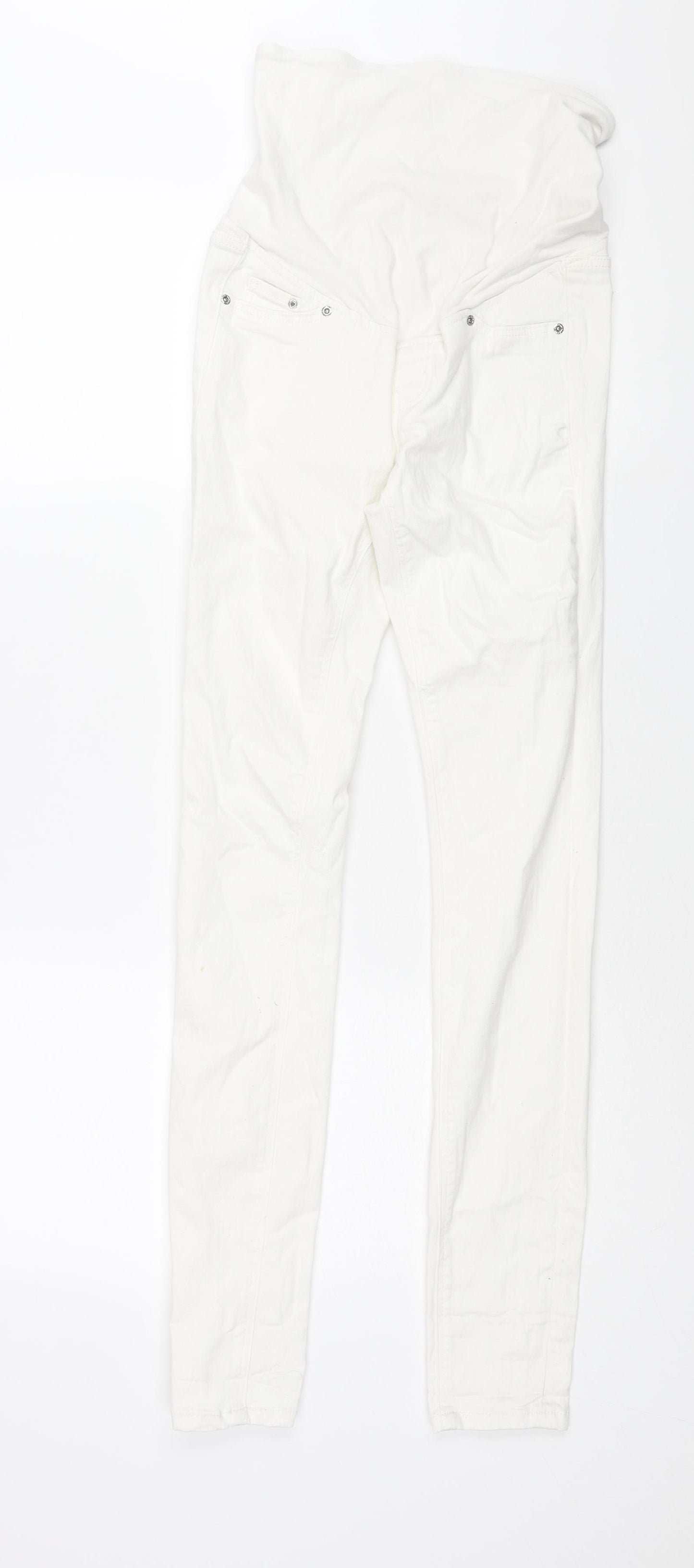H&M Womens White Cotton Skinny Jeans Size 8 L30 in Regular