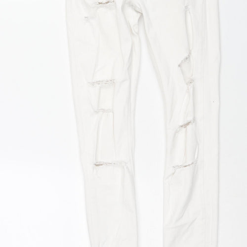 River Island Womens White Cotton Skinny Jeans Size 6 L30 in Regular Zip