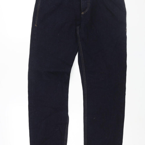 Marks and Spencer Mens Blue Cotton Tapered Jeans Size 30 in L33 in Regular Button