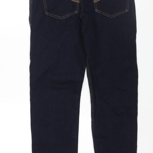 Marks and Spencer Mens Blue Cotton Tapered Jeans Size 30 in L33 in Regular Button