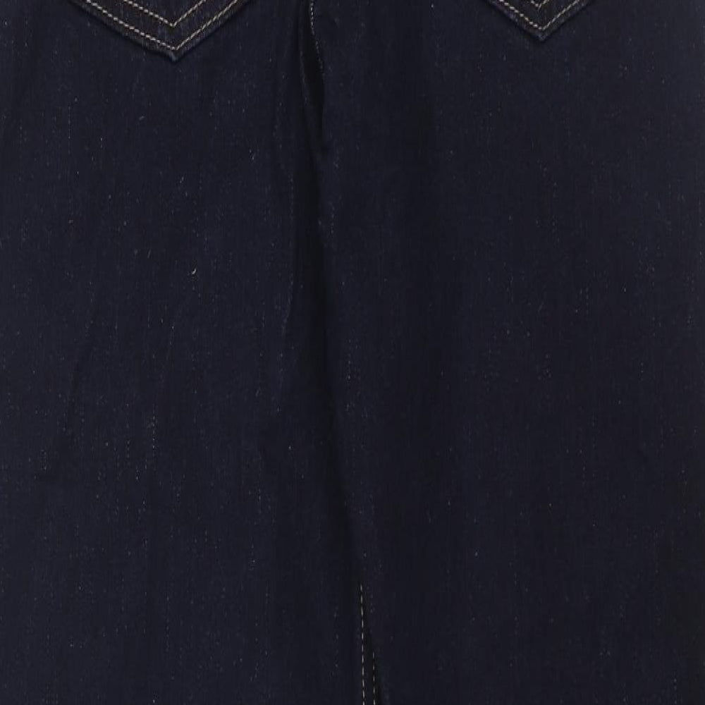 Marks and Spencer Mens Blue Cotton Tapered Jeans Size 30 in L33 in Regular Button