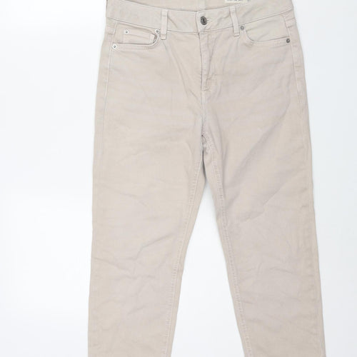 Marks and Spencer Womens Beige Cotton Cropped Jeans Size 10 L21 in Regular Zip