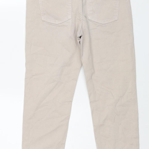 Marks and Spencer Womens Beige Cotton Cropped Jeans Size 10 L21 in Regular Zip