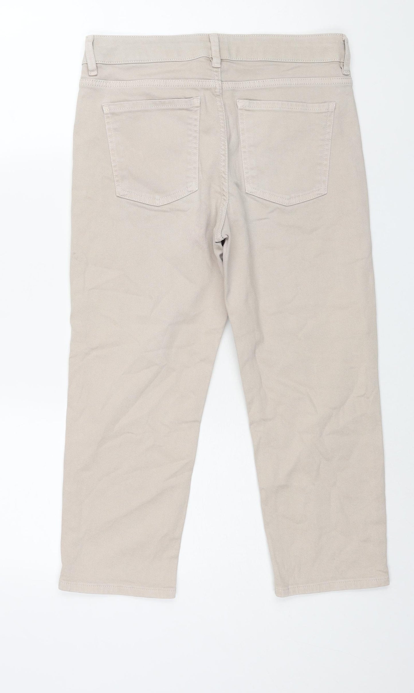 Marks and Spencer Womens Beige Cotton Cropped Jeans Size 10 L21 in Regular Zip