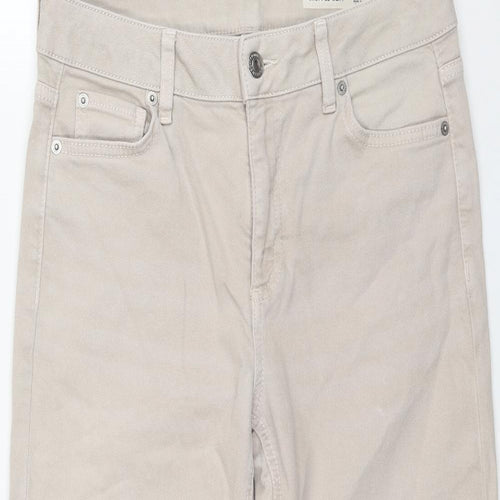 Marks and Spencer Womens Beige Cotton Cropped Jeans Size 10 L21 in Regular Zip