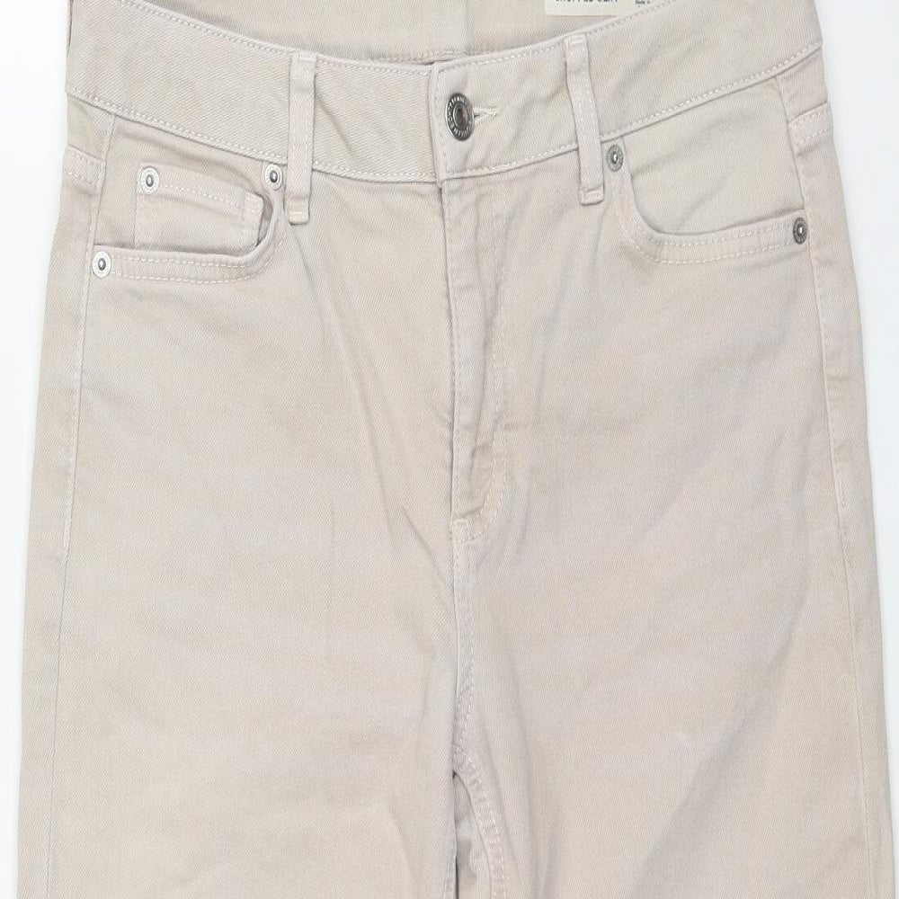 Marks and Spencer Womens Beige Cotton Cropped Jeans Size 10 L21 in Regular Zip