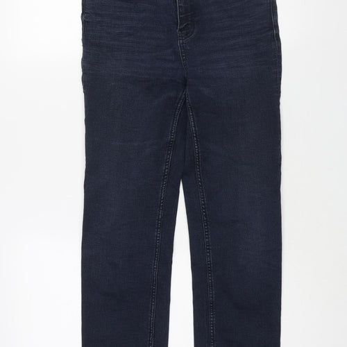Marks and Spencer Womens Blue Cotton Straight Jeans Size 10 L26 in Regular Zip
