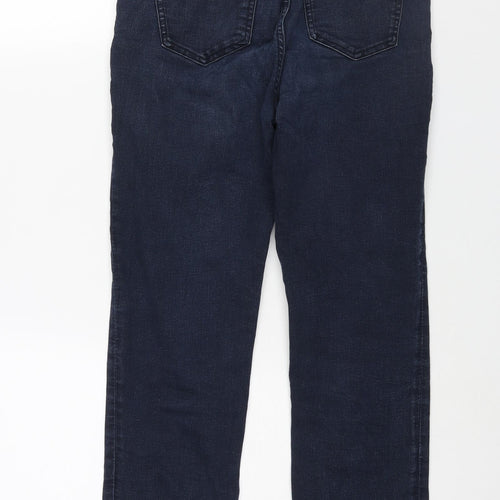 Marks and Spencer Womens Blue Cotton Straight Jeans Size 10 L26 in Regular Zip