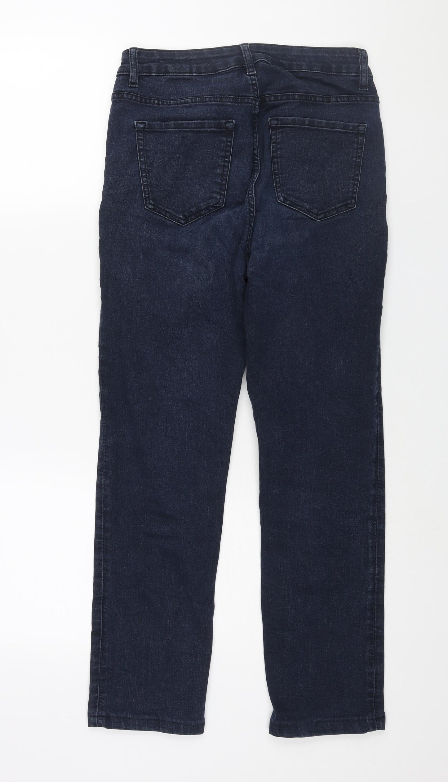Marks and Spencer Womens Blue Cotton Straight Jeans Size 10 L26 in Regular Zip