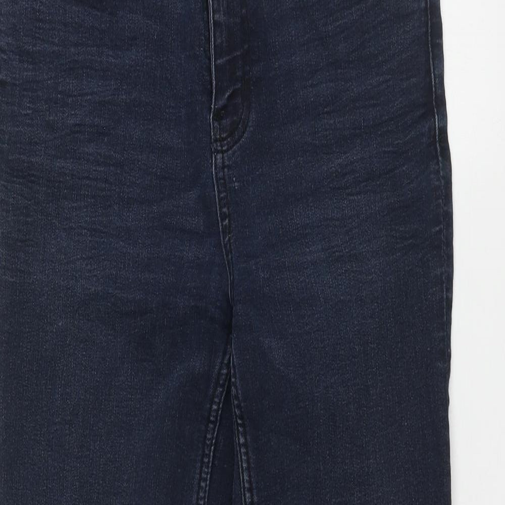 Marks and Spencer Womens Blue Cotton Straight Jeans Size 10 L26 in Regular Zip