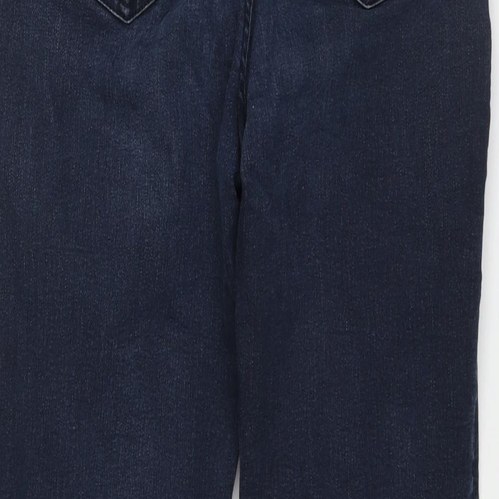 Marks and Spencer Womens Blue Cotton Straight Jeans Size 10 L26 in Regular Zip