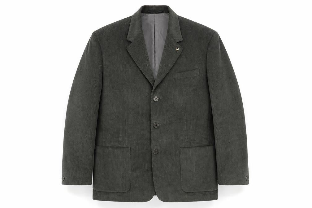 Front view of Oakman men’s green cotton jacket suit jacket, size 42, regular