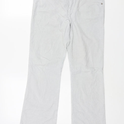 Marks and Spencer Womens Grey Cotton Trousers Size 10 L27 in Regular Zip