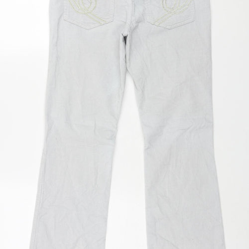Marks and Spencer Womens Grey Cotton Trousers Size 10 L27 in Regular Zip